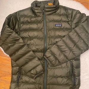Patagonia boys down sweater industrial green size L like new - worn wear